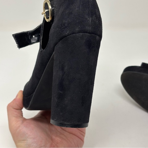 H&M Black Peep Toe Ankle Boots Size 7 - Picture 11 of 15